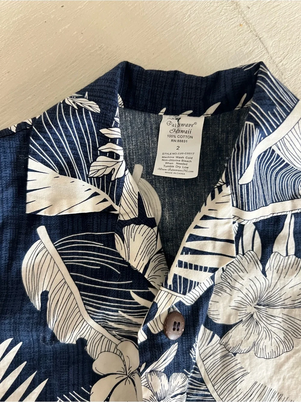 Palmwave Hawaii Toddler 2T Hawaiian Shirt Shorts Set Navy Tropical 100% cotton